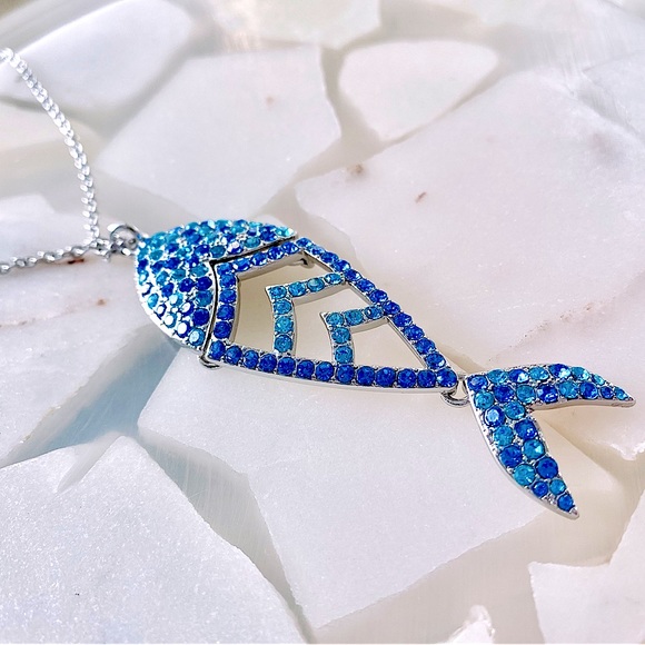 INC Long Pave Fish Pendant Necklace - Picture 5 of 11